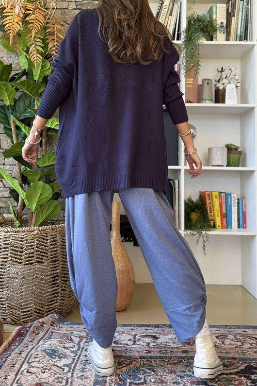 Charli Honeycomb Oversized Turtle Knit Navy /16=